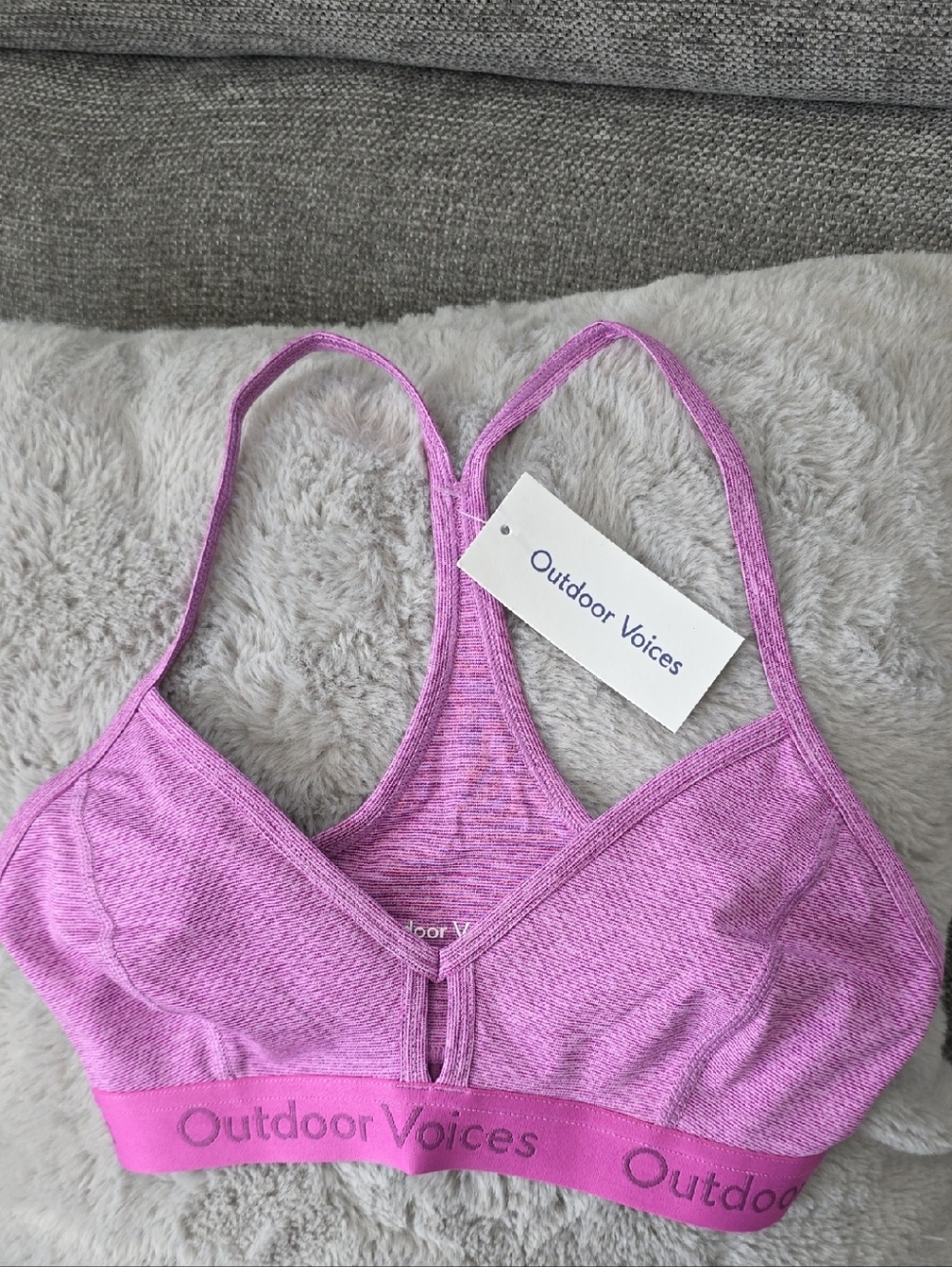 Outdoor Voices Heathered Magenta Pink Racerback Bralette